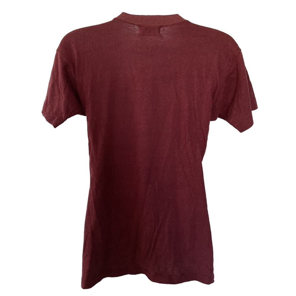 Vintage 70s Beatles Single Stitch T Shirt Small Maroon Lennon Hippie Tour Shirt - Picture 5 of 5